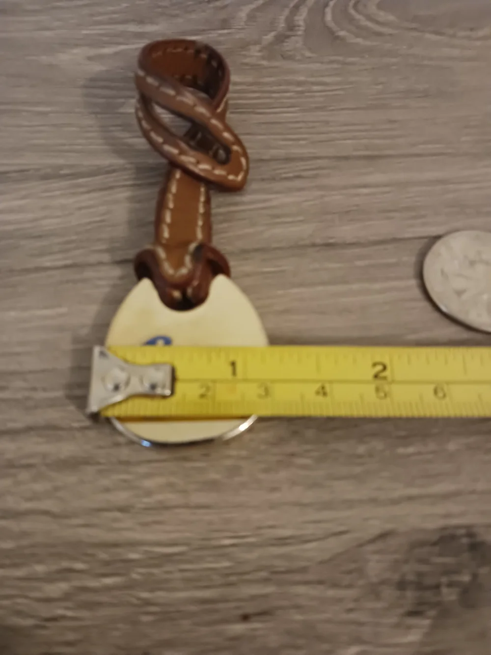 Dooney & Bourke Brown Leather Purse Charm Holder with Blue Duck Medallion Gold